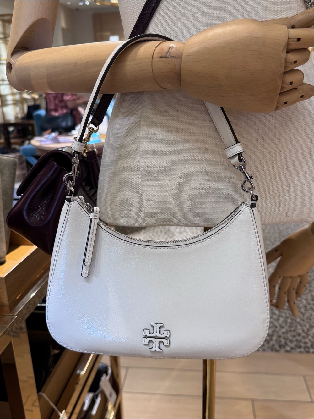 NWT Tory Burch 184787 Crinkle Convertible Shoulder Bag Cirrus Patent Leather